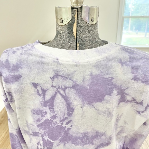 NWT S purple white pink tie-dye long sleeve crewneck crop top Hendrix T-shirt - Picture 6 of 7